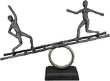 Casablanca große Dekoskulptur – runde Aluminium-Holzskulptur Farbe: Natursilber – Wohnzimmerdekoration Geburtstagsgeschenk Höhe 46 cm Statuetten und Skulpturen Naty Shop Anthrazit, Silber Höhe 35 cm