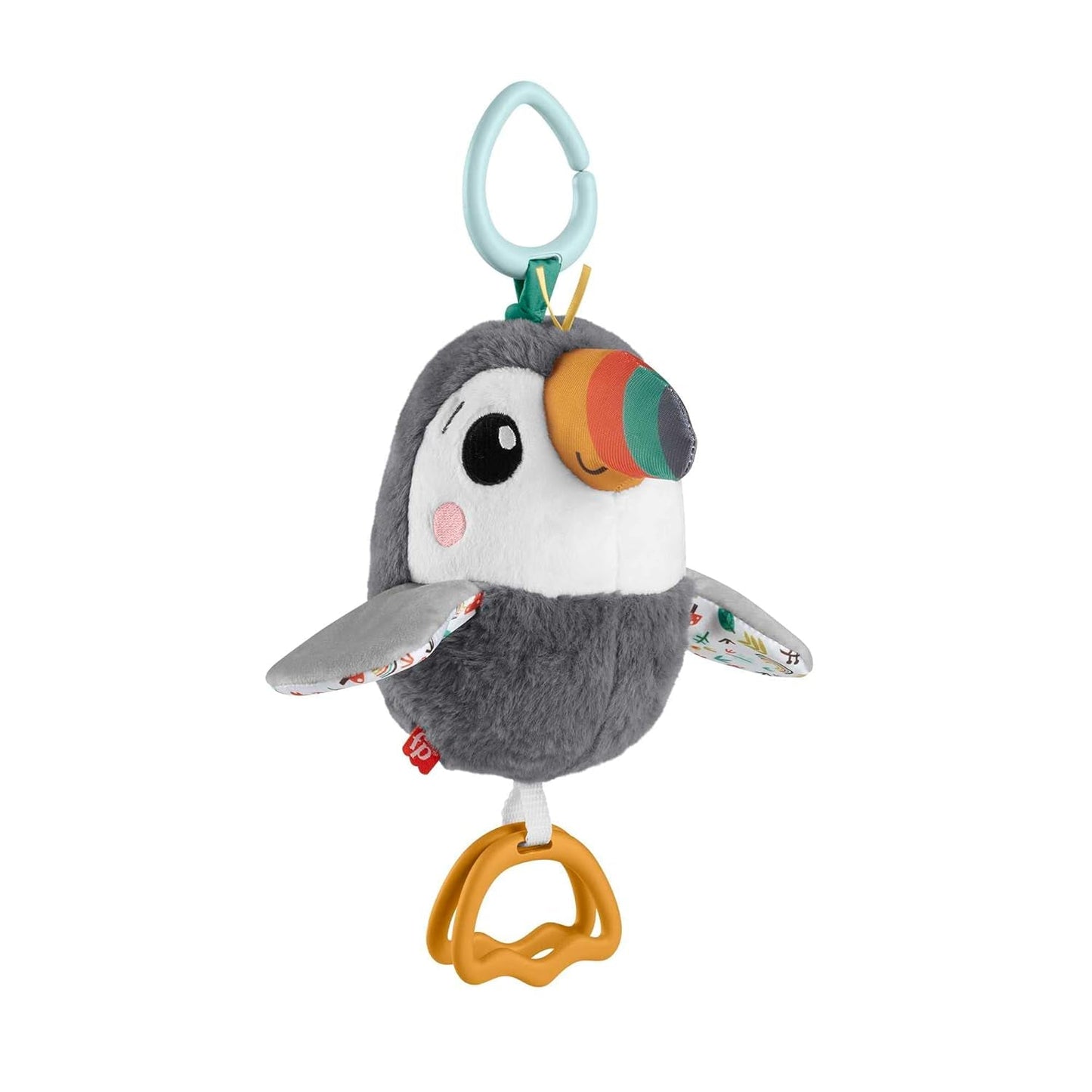 FISHER-PRICE Flap & Go Toucan – Kinderwagen-Plüschspielzeug fördert Feinmotorik und sensorische Fähigkeiten für Neugeborene ab der Geburt HNX66 Babyspielzeug Naty Shop Standardtitel