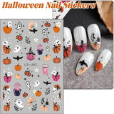 Nagelsticker Halloween, 8 Blätter Halloween Nagelsticker, Kürbis Nail Sticker, Nail Art, Nagel Charms, Nagel Zubehör, Nageldesign, Weihnachten (Typ A)