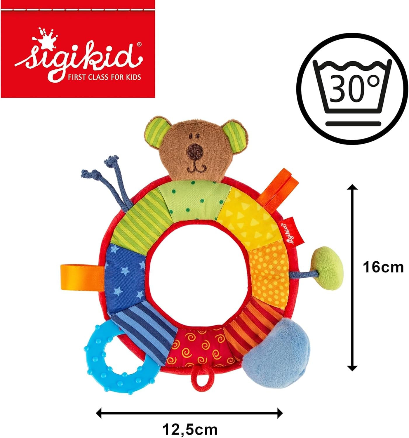 SIGIKID 40490 Aktivring Baby Activity PlayQ Mädchen- und Jungenspielzeug, empfohlen für Kinder ab 3 Monaten, mehrfarbig Babyspielzeug Naty Shop