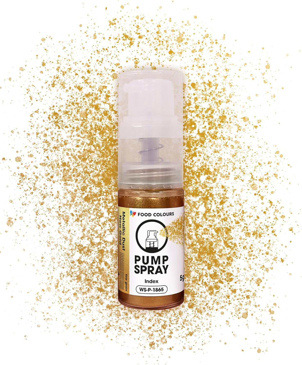 Essbares Glitzer-Lebensmittelspray NEW SILVER SHIMMERING 5G Pump mit Metallic-Pulver für die schnelle und effektive Dekoration von Kuchen, Cremes, Gelees, Pralinen, Schokoladen- und Zuckerdekorationen