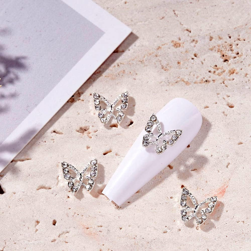 10 Stück Legierung Schmetterling Nagel Charms Metall Nail Art Anhänger Steine ​​für Diamanten Nägel Edelsteine ​​Nagel Schmuck Kunst Dekorationen Nail Art Schmuckherstellung