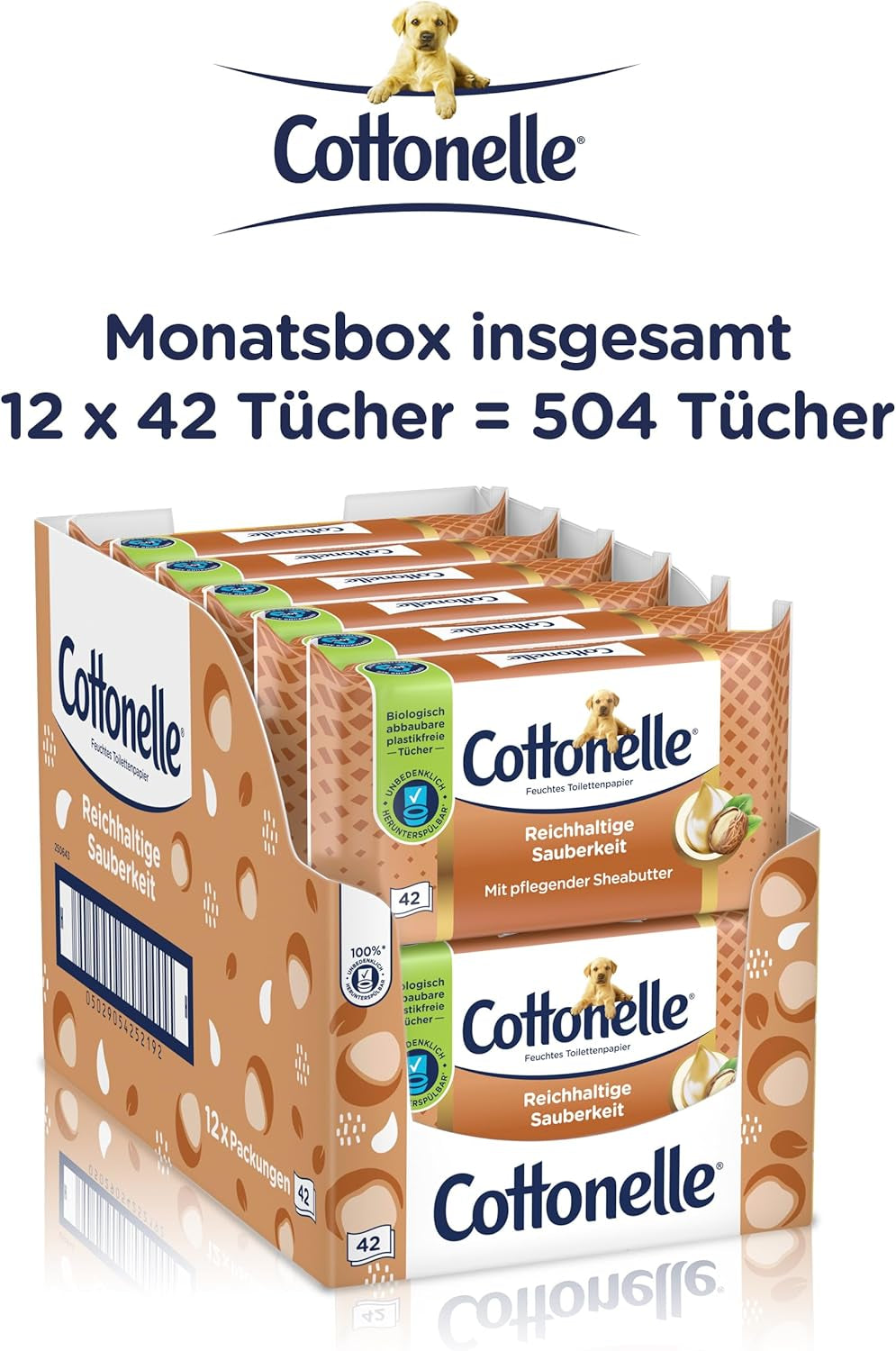 Feuchttücher, My Spa Experience – Kaschmir- und Sheabutter, biologisch abbaubar, plastikfrei, wiederverschließbar, Vorteilspackung, 12 x 42 Feuchttücher