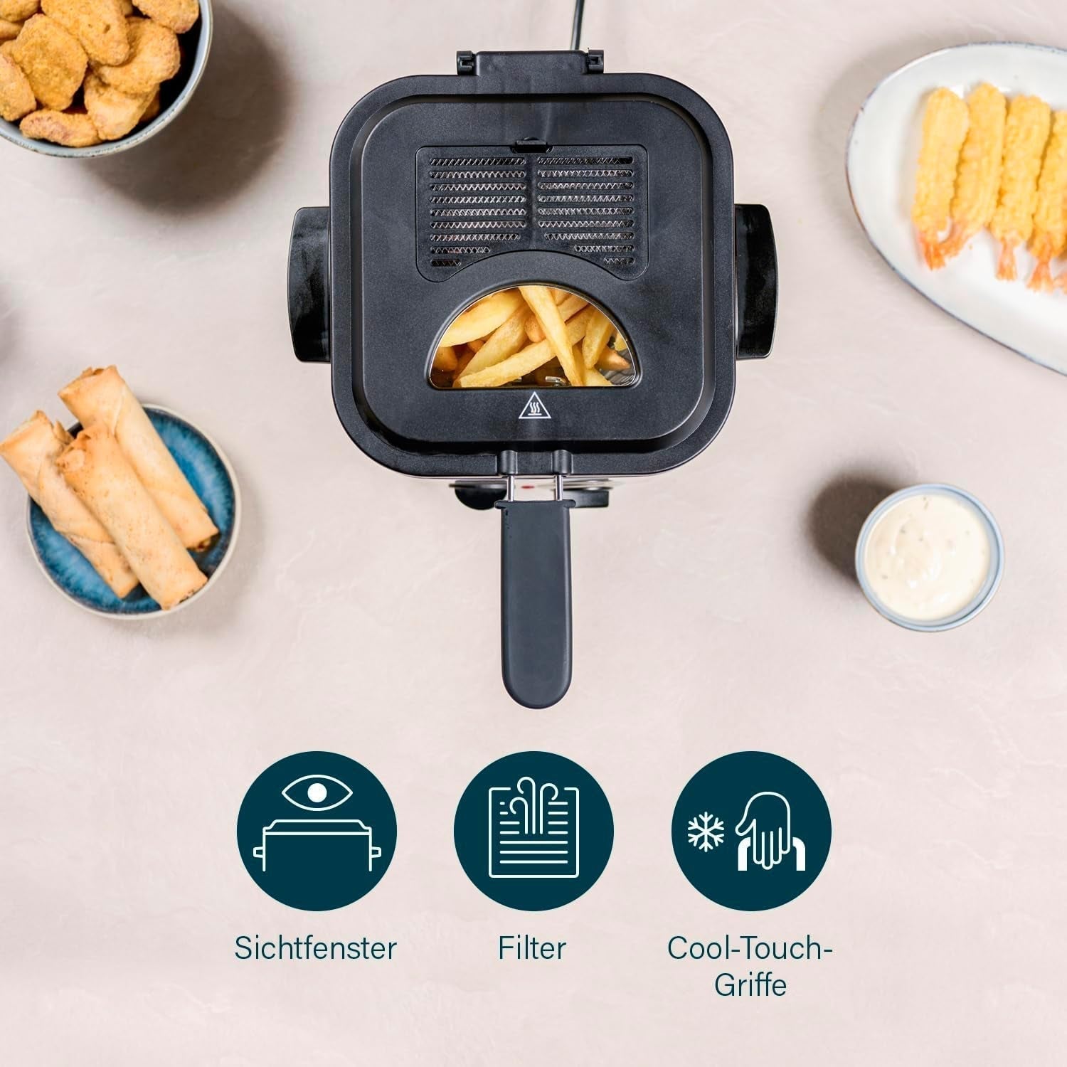 Princess 182611 Mini-Fondue-Fritteuse – schnelles Erhitzen – Geruchsfilter – 1,2 Liter Fassungsvermögen, Silber Haushaltsgeräte Naty Shop