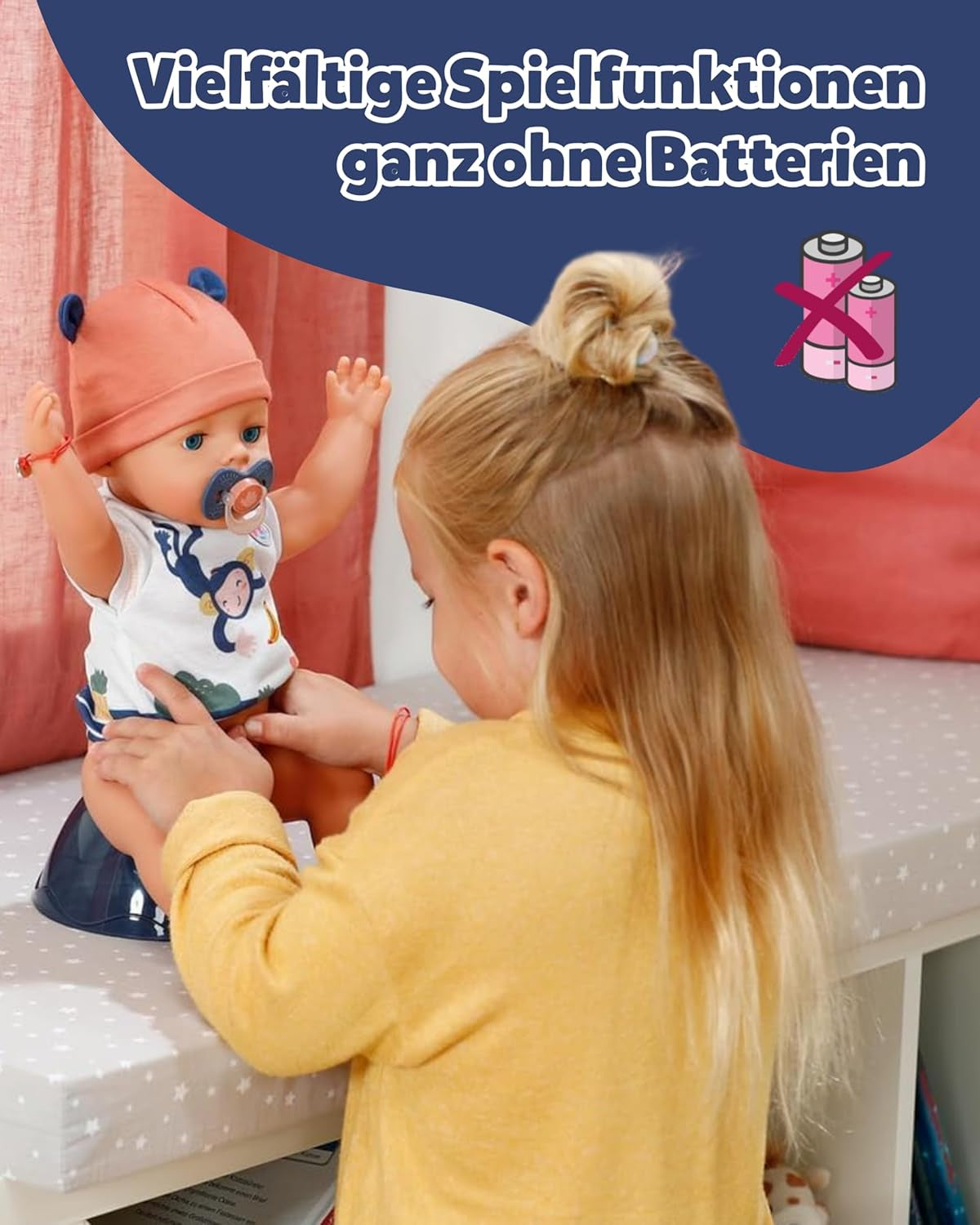 Baby Born Emma Puppe im Dschungel-Stil – 43 cm – 10 Funktionen inklusive Zubehör und Body in Unisex-Farben – Funktioniert ohne Batterien – Geeignet für Kinder ab 3 Jahren
