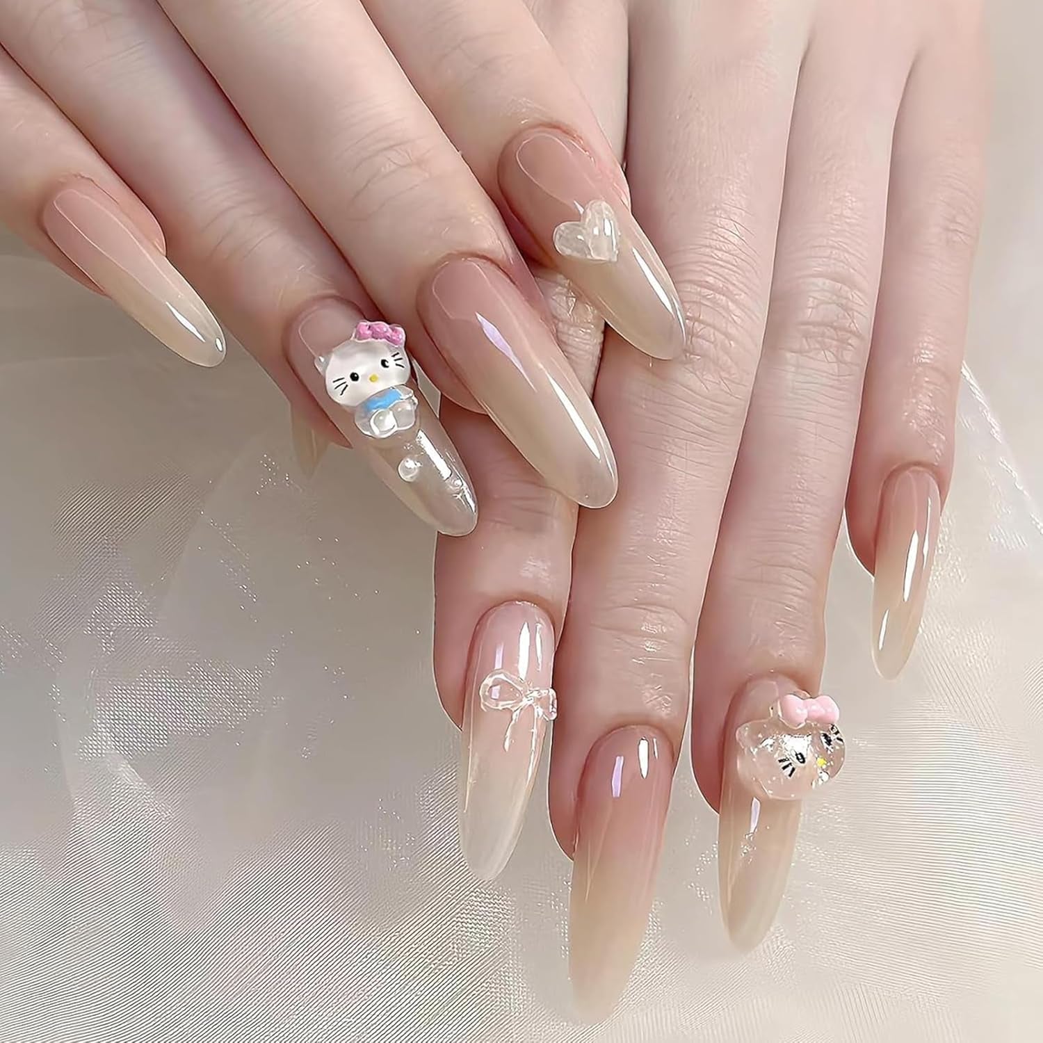 3D-Katzen-Nagelaufkleber, Nagelglitzer, Pailletten, Kunstharz-Nagelaufkleber, Nageledelsteine, Diamanten für Nagelkunst, inklusive Strass-Nagelwachsstift (Bunte Katze)