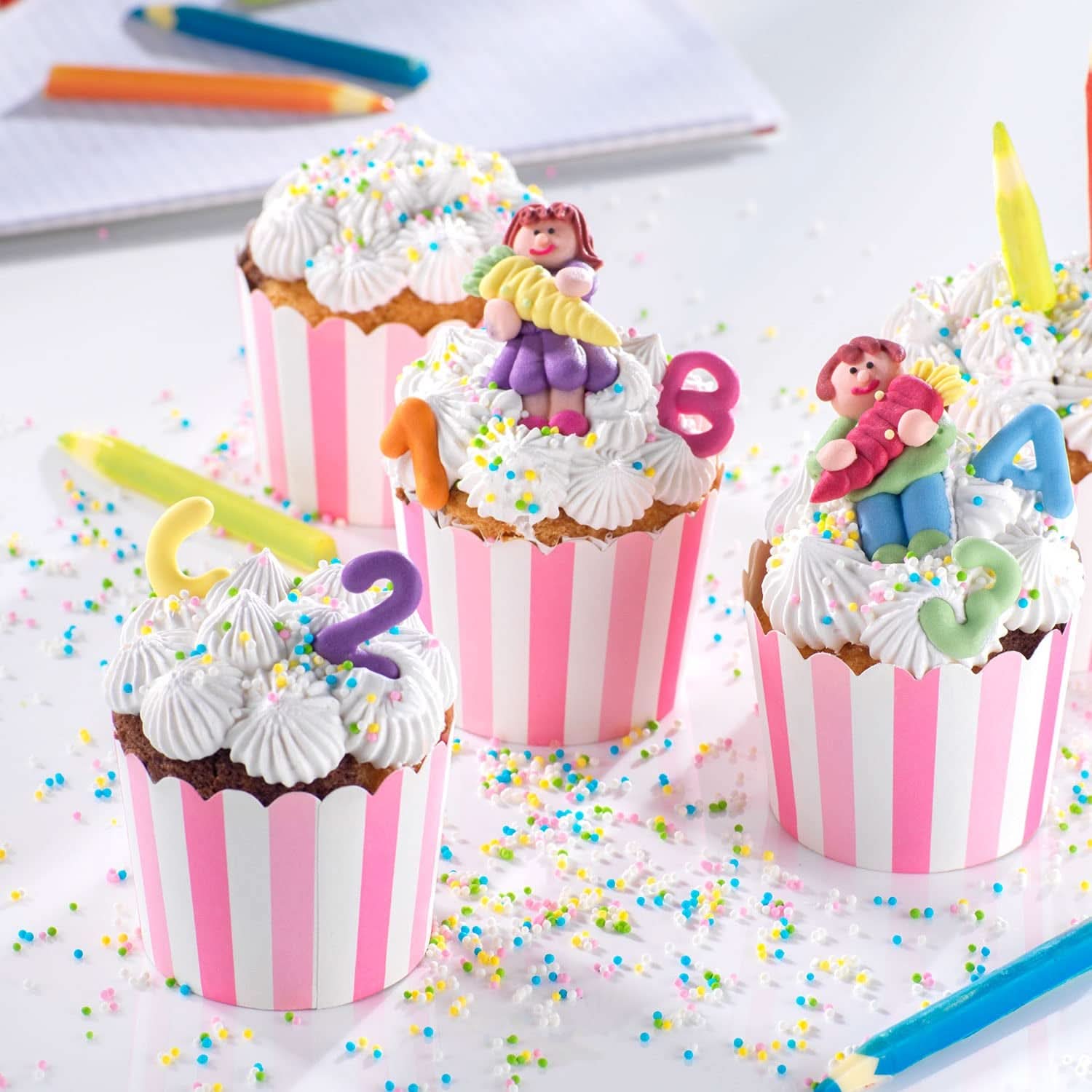 Günthart, 8 Zuckerfiguren zum Schulanfang und Buchstaben, 115 Gramm Streusel Naty Shop