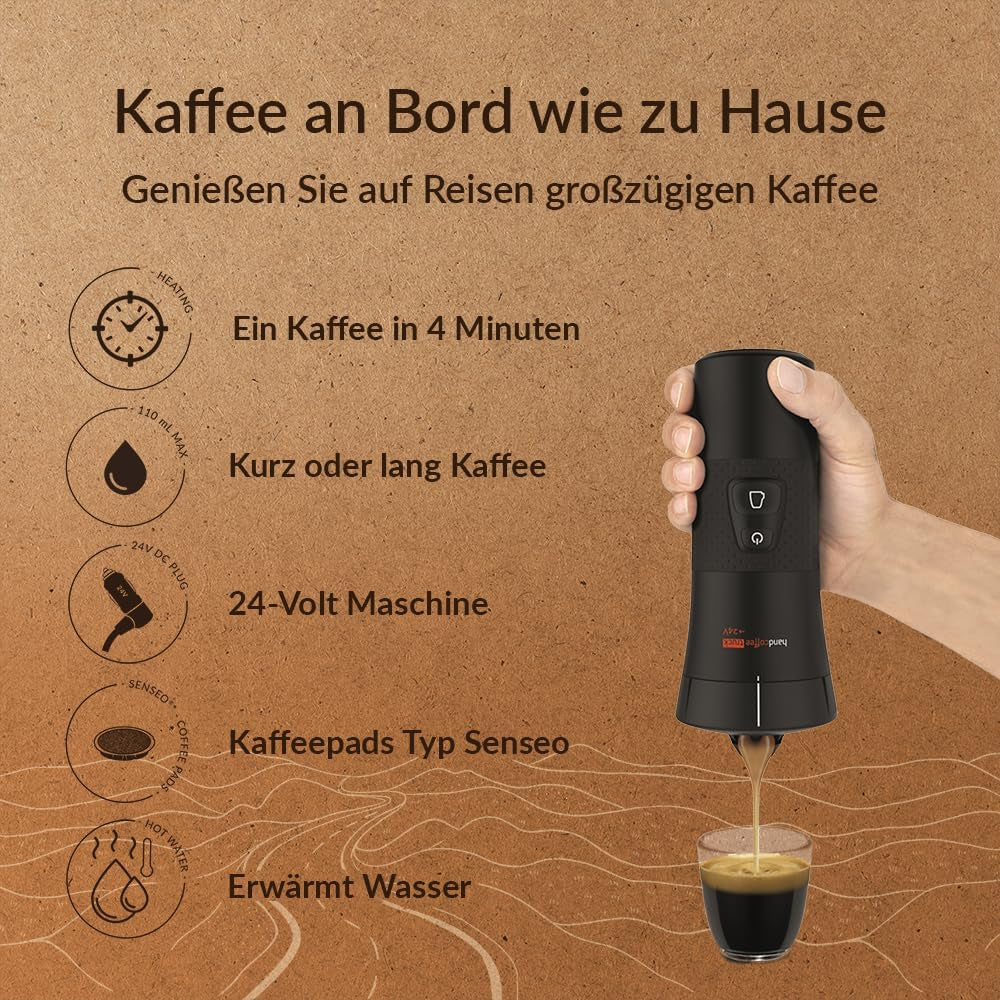 Handpresso - Handcoffee Truck 21010 | Espressomaschine mit Senseo-Kapseln für LKW 24V | 24V LKW-Espressomaschine, Reisekapsel-Espressomaschine | 24V LKW-Espressomaschine für unterwegs