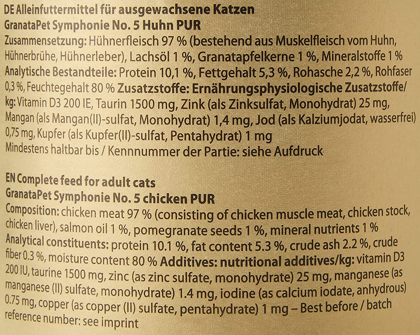 GranataPet Symphony Nr. 5 Reines Huhn, getreide- und zuckerfreies Katzenfutter, Filets in Naturgelee, zartes Nassfutter für Katzen, 6 x 200 g