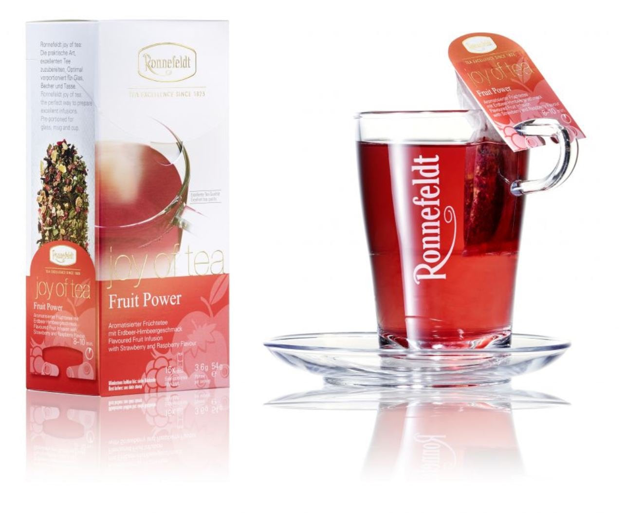 Fruit Power „Joy of Tea“ – Früchtetee mit Erdbeer- und Himbeergeschmack, 15 Teebeutel, 54 g