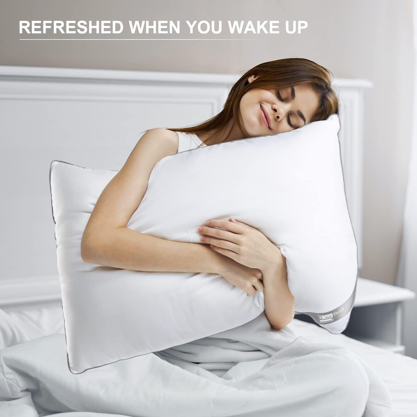 Bedstory-Kissen, 2er-Pack, Hotelqualität, alternatives, unterstützendes, hypoallergenes Schlafkissen für Bauch-, Rücken- und Seitenschläfer. Naty Shop Standardkissen