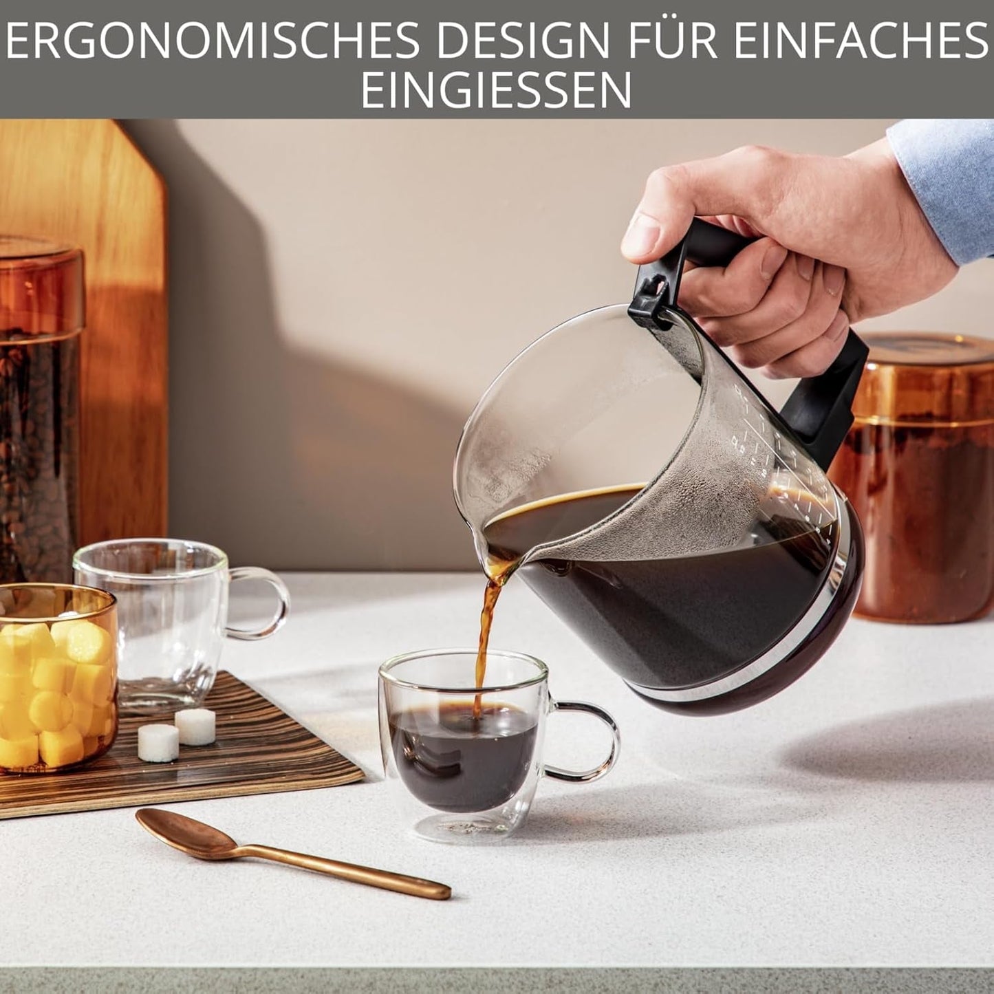 Krups T8 Filter-Espressomaschine, 850 Watt, automatische Abschaltung, 8–12 Tassen, 1 l Fassungsvermögen, Permanentfilter, beleuchteter Ein-/Ausschalter, einfach zu bedienen, Schwarz, KM4689