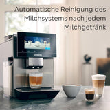 Automatische Espressomaschine Siemens EQ900, großer TFT-Farbbildschirm, 2 Bohnenbehälter, 36 Heiß- und Kaltgetränke, kalter Kaffee, superleise, Zwei-Tassen-Funktion, App-Steuerung, Edelstahl, TQ907D03
