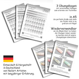 Übungsbögen Nageldesign Nailart (Grundlagen) 3Er Set Übungsbogen Starterset Übung Schulung Tipps Nagelset Nagelart Zubehor Zubehör Nail Art Zum Lernen Ohne Aufkleber Aufkleber Folie Pinsel Stamper ÜB001