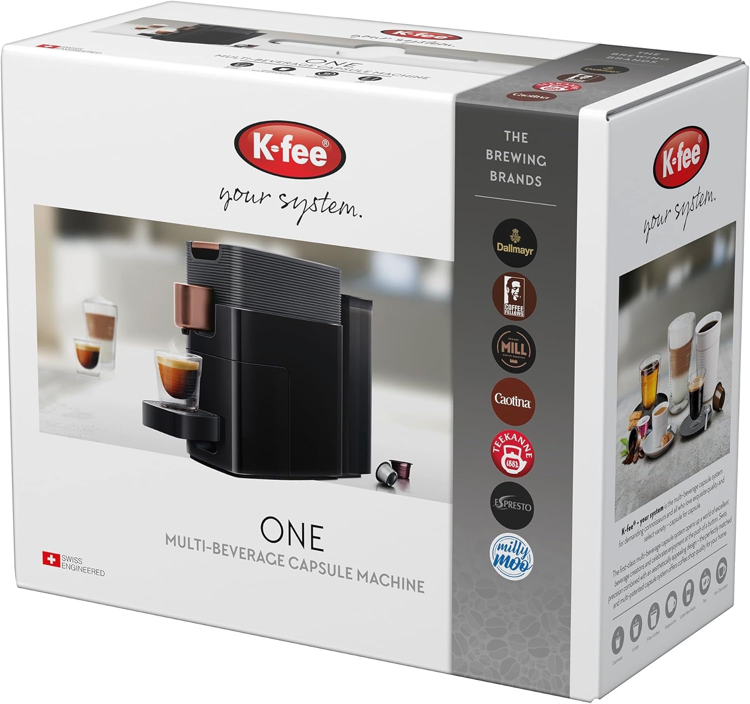 Espressomaschine mit K-FEE ONE Kapseln für Kaffee, Tee und Kakao | Kompakter Espresso | Schnelles Aufheizen | 0,8 l Wassertank | 19 Takte | Schwarzes Kupfer | Stiftung Warentest 2023 Testsieger