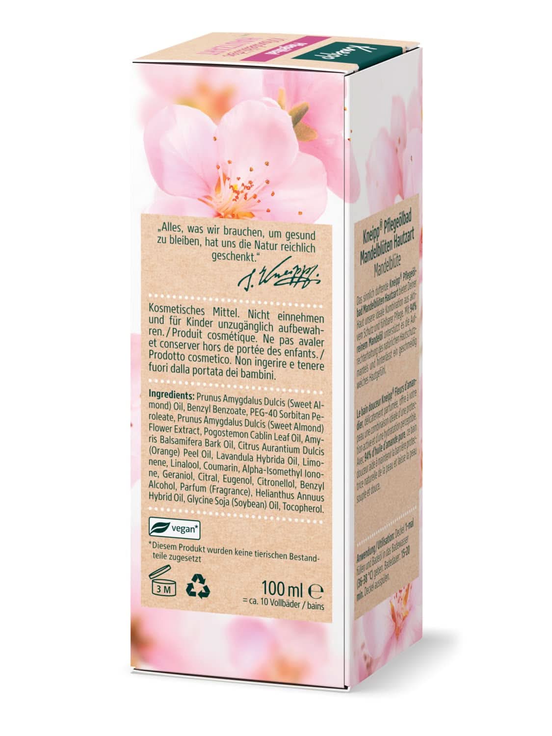 Kneipp, Badeöl, mit 94 % reinem Mandelöl, für trockene und empfindliche Haut – 100 ml Dusche und Bad Naty Shop