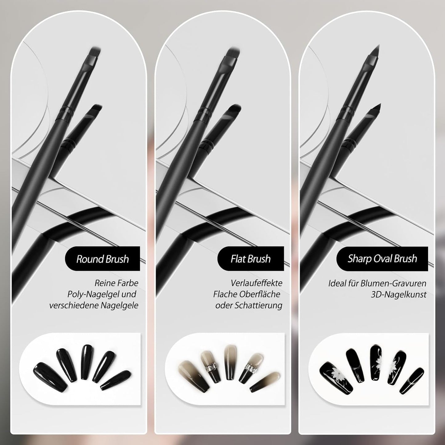 Nagel Pinsel 8 Stück Pinsel Für Gelnägel, Nageldesign Gel Pinsel Dotting Painting Line Pen Für Nagelack Gel Acryl Nagel Pinsel Nailart Kit Acryl Pinsel Fineliner Nägel Selber Machen