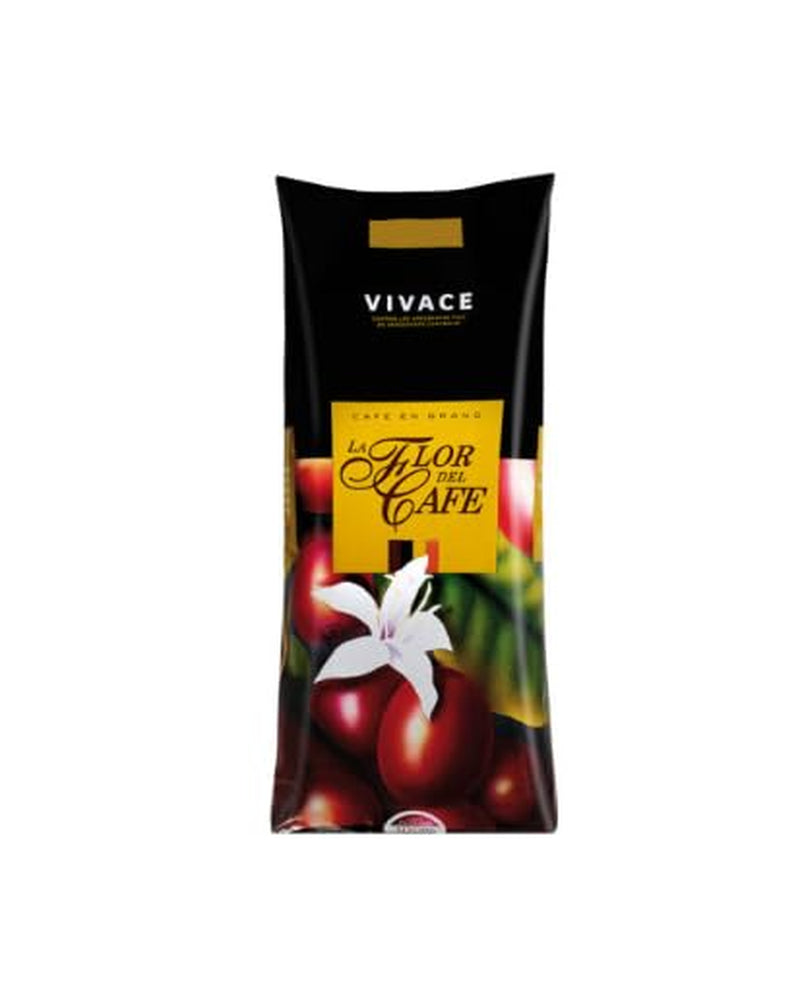 Flor del Café Vivace Natürlicher 100 % gerösteter Arabica-Kaffee, ganze Bohne, intensives Aroma, mittlere dunkle Röstung, 10 kg (10 x 1 kg)