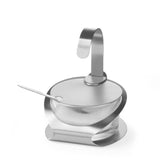 HENDI Käse-/Zuckerdose mit Glasbehälter und Edelstahllöffel, Glasbehälter, ø130, x(H)90mm, Edelstahl 18/0