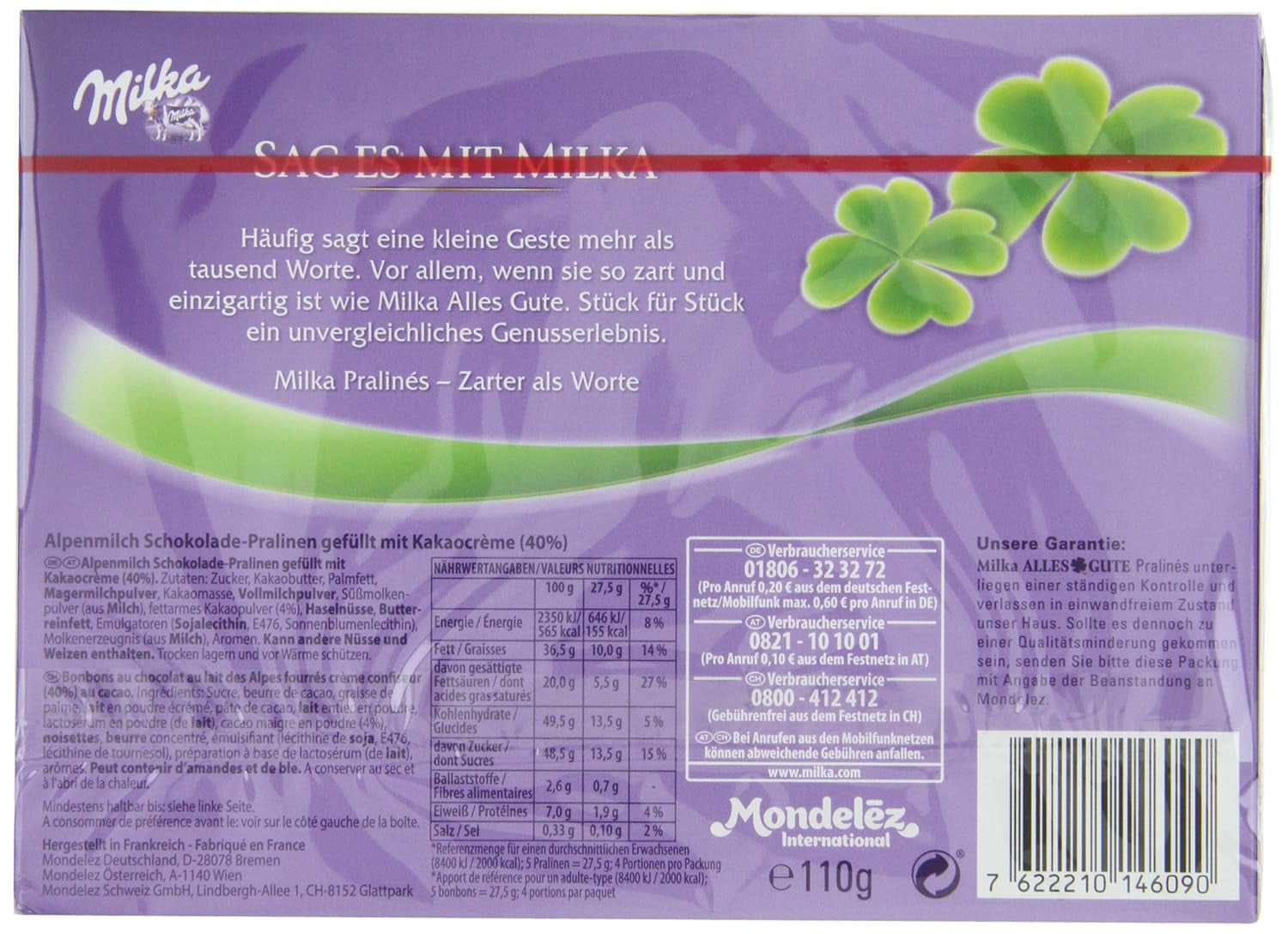 Milka All the Best Pralinés 10 x 110g, Feine Alpenmilch-Schokolade-Pralinés mit Kakaocremefüllung (2er Pack)