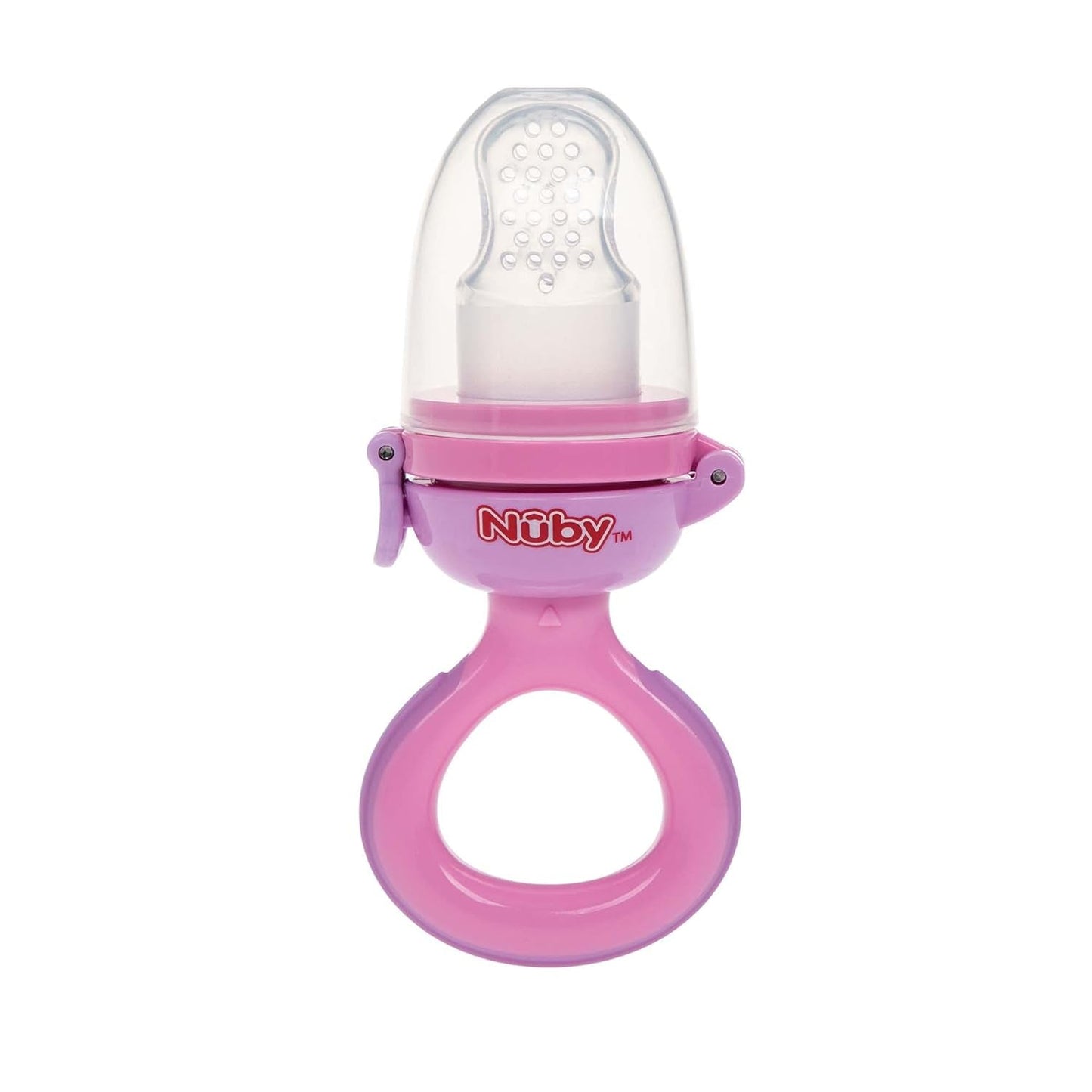 Nuby Silikon-Fruchtfutter-Knabber – Obst-Futterspender für Babys ab 6 Monaten und Kleinkinder – Beißring für Obst, Gemüse und Pürees – BPA-frei – Rosa – ab 6 Monaten