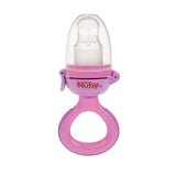 Nuby Silikon-Fruchtfutter-Knabber – Obst-Futterspender für Babys ab 6 Monaten und Kleinkinder – Beißring für Obst, Gemüse und Pürees – BPA-frei – Rosa – ab 6 Monaten