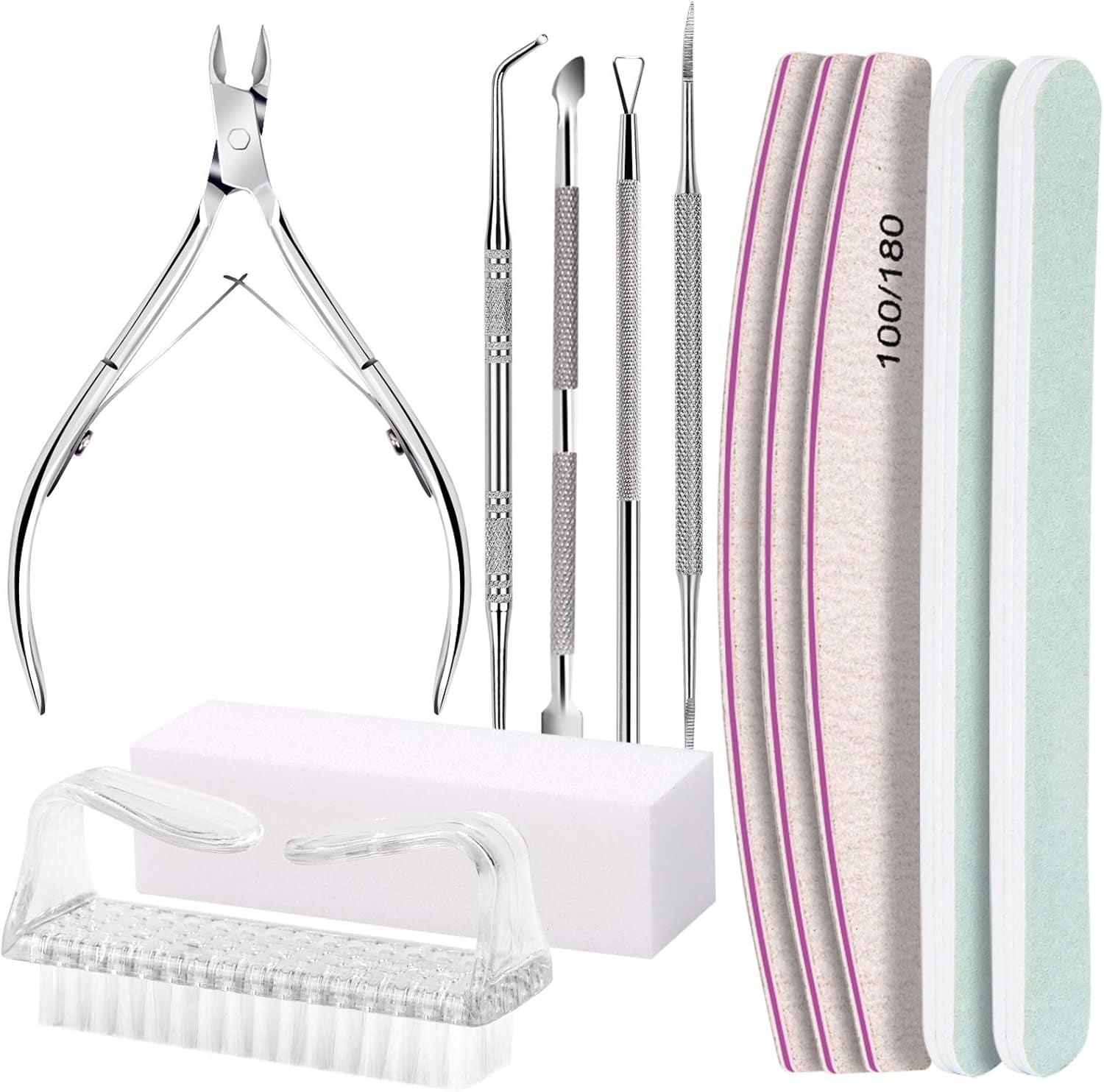 FANDAMEI Maniküre-Set, Buffer Für Nägel, Nagelfeile 100/180, Nagelfeilen Für Gelnägel, Nagelhautschieber, Buffer Für Gelnägel, Feilen Für Gelnägel, Nagelzange, Nagelfeilen Set, Maniküre & Pediküre Set