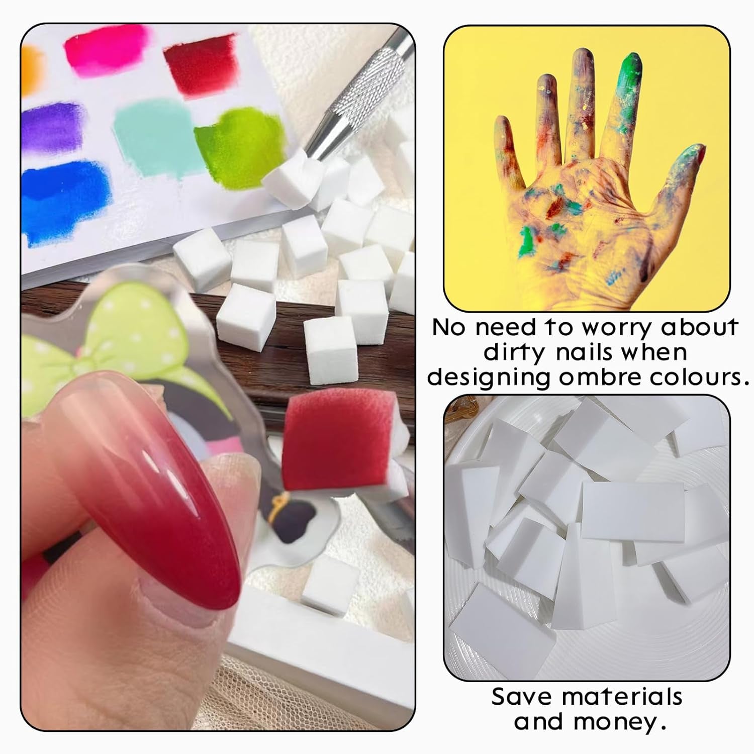 100 Stück Nail Art Schwamm Mit Metallgreifer, Sponge Brush Applicator, Sponge Nagel Pinsel, Nageldesign Zubehör Schwammpinsel, Verwendet, Um Eine Vielzahl Von Gradient Nail Art Patterns Zu Ersetzen
