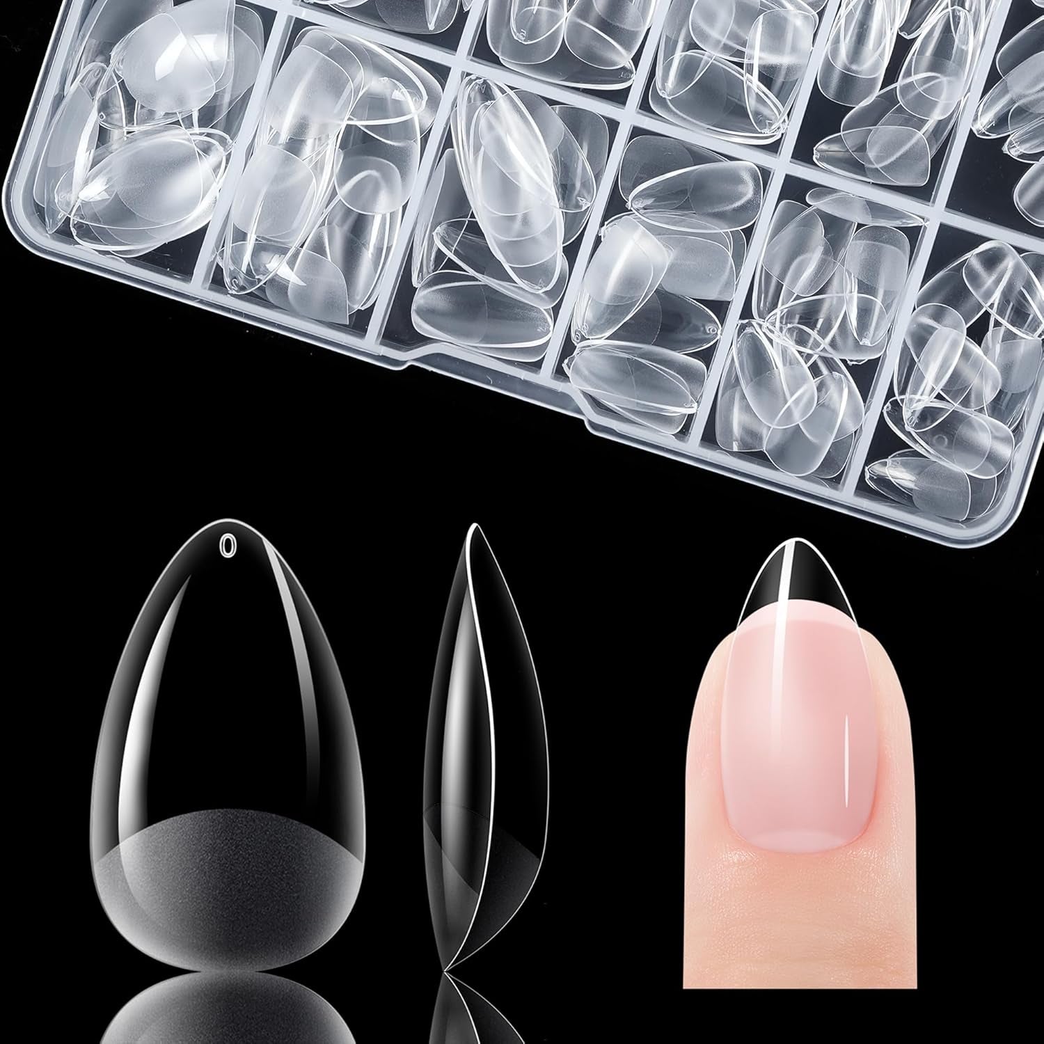 Gelike Ec Short Almond Nails – Weiche Nägel mit vollständiger Abdeckung, vorpolierte künstliche Nägel für Nagelverlängerungen, Nagelstudio zu Hause, DIY-Salon, 120 Stück, 12 Größen