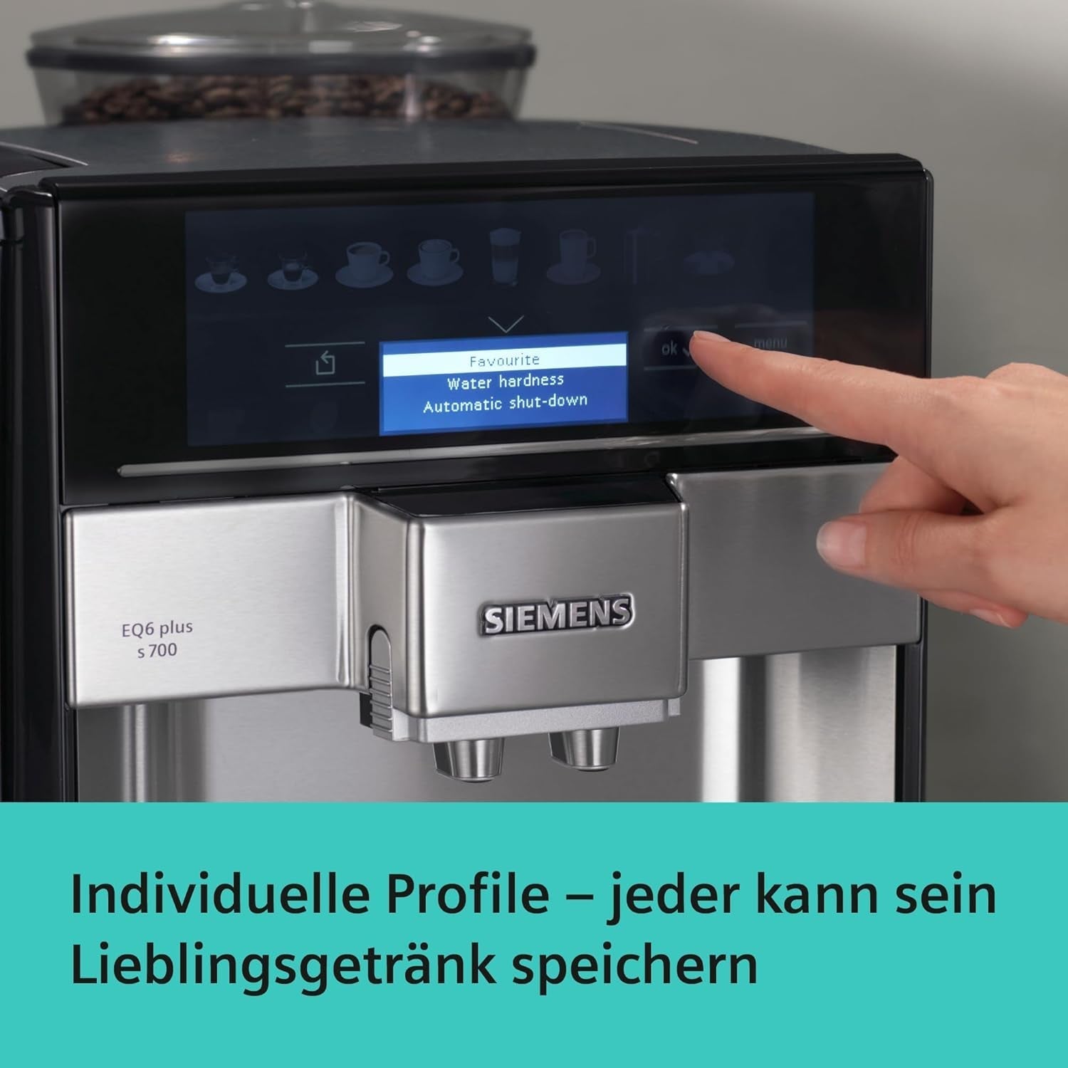 Automatische Espressomaschine Siemens EQ.6 plus s700 TE657503DE, für viele Kaffeespezialitäten, Milchaufschäumer, Keramikmahlwerk, Doppelkaffeefunktion, Antikalk, automatische Dampfreinigung, 1500 W, Edelstahl