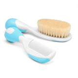 Chicco Baby-Haarbürsten- und Kamm-Set, Babybürste mit weichen Naturborsten, abgerundeter Kammspitze, rutschfestem Griff, Babyparty-Geschenk – Zubehör für Neugeborene ab 0 Monaten – Bade- und Hautpflege Naty Shop Blau