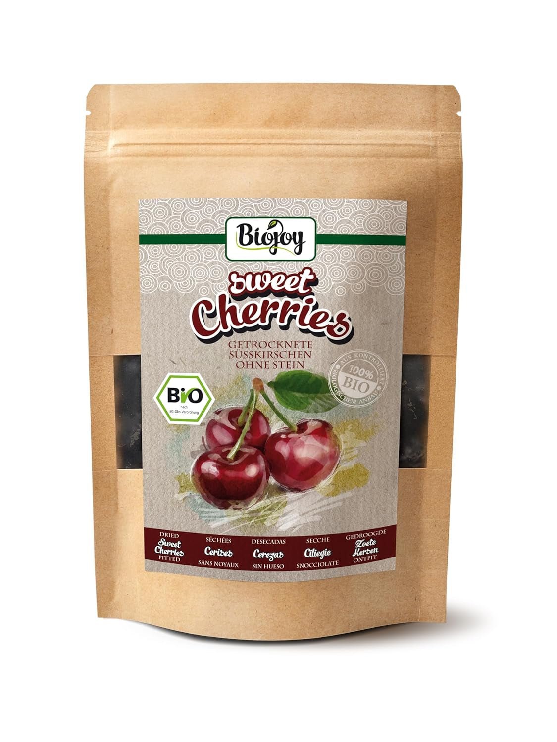 Biojoy getrocknete Bio-Süßkirschen (500 g), entsteint und schwefelfrei Naty Shop dehydrierte Produkte 250 g