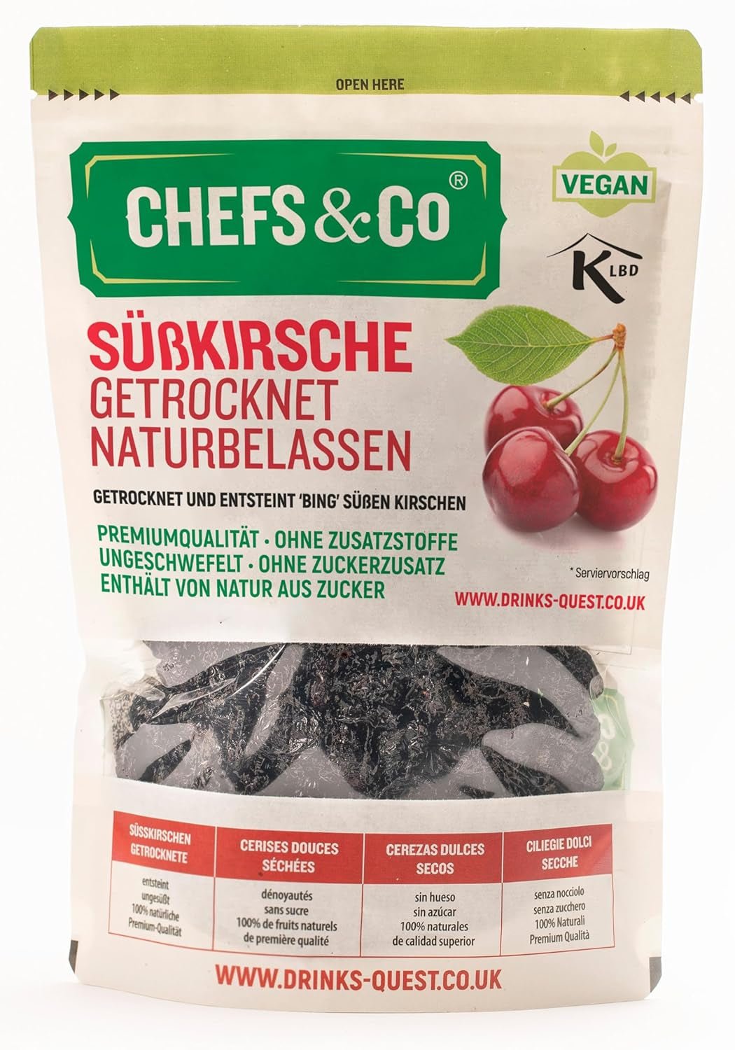 GETROCKNETE KIRSCHEN (NICHT GETROCKNET) -750g | getrocknete Süßkirschen ohne Kerne | 100 % natürlich | Premium-Qualität | Keine Zusatzstoffe, kein Schwefel und kein Zucker. Dehydrierte Produkte Naty Shop Standardtitel
