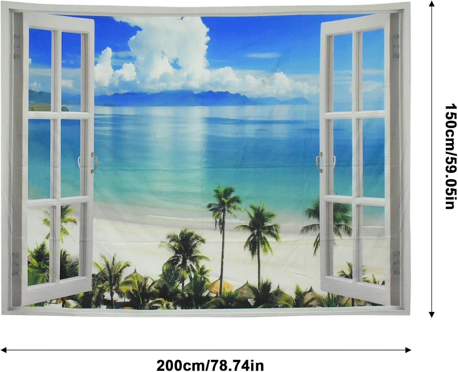 Wandteppich, Teppich, Fenster, ästhetisch, Polyester, groß, Strand, Zuhause – Accessoires und Dekorationen, Naty Shop