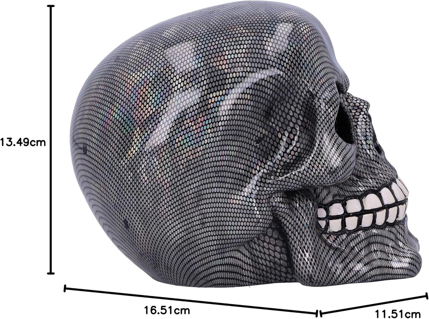Holografischer silberner Netzschädel Silbernes holografisches Netzschädel-Ornament Silber 16,5 cm Statuetten und Skulpturen Naty Shop