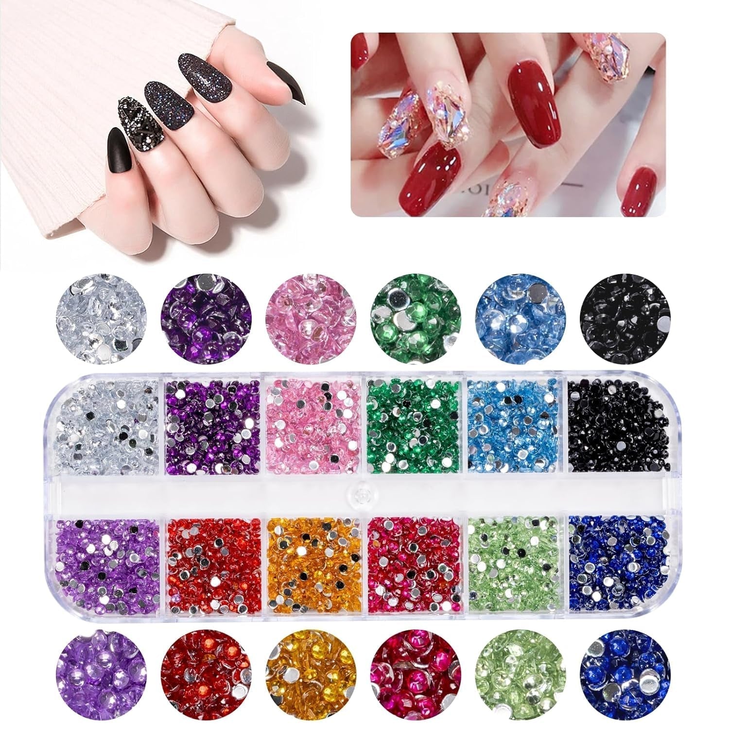 5600 Stück Strasssteine ​​​​Nägel Nail Art, 36 Farben Glitzersteine, Dekorationen Nagelsteine ​​​​Für Nagelkunst, Einschließlich Wachsstift Für Strasssteine ​​​​Und Strass-Picker
