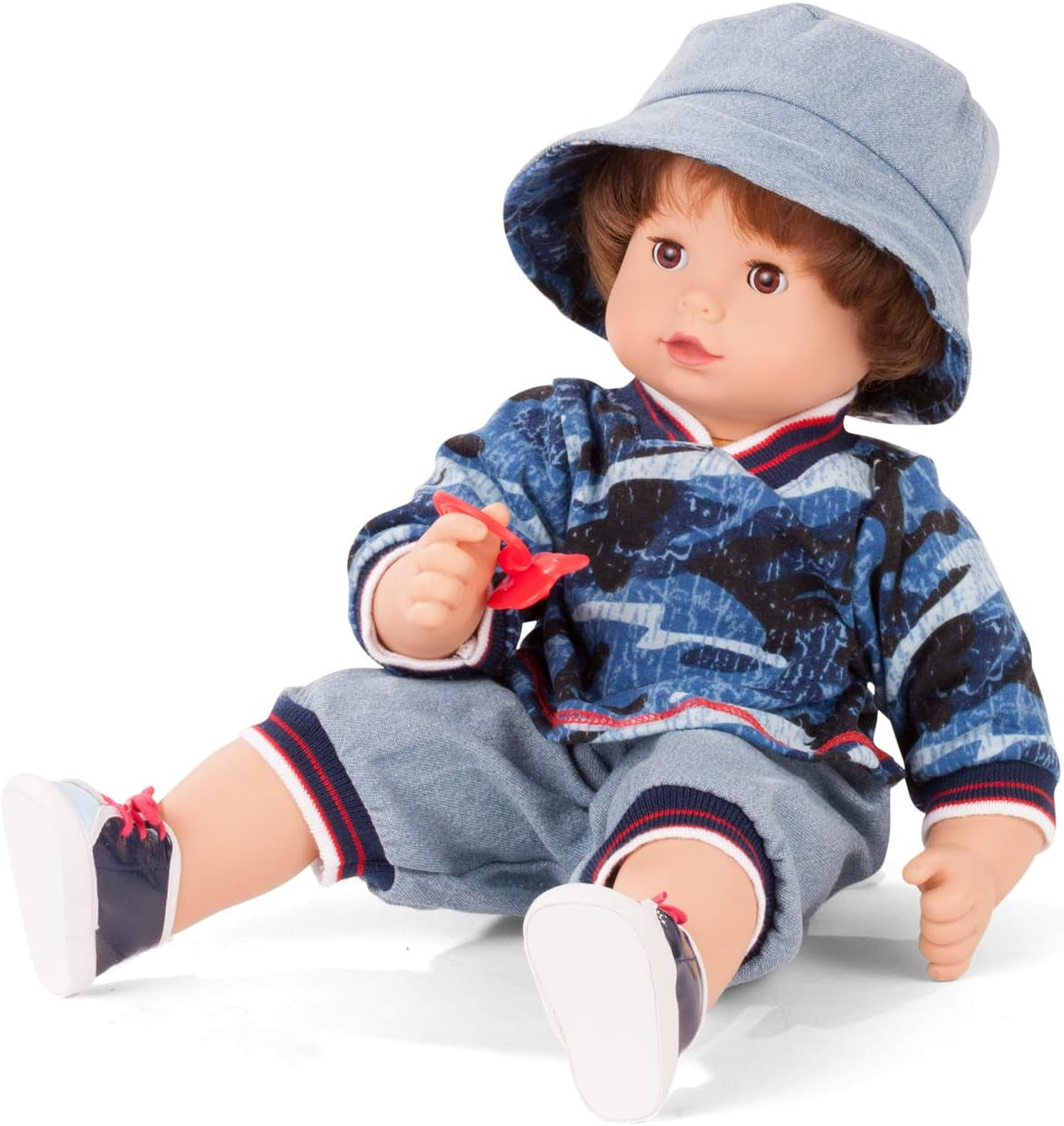 Götz 2027100 Maxy Muffin Fashionisto Puppe – 42 cm große Babypuppe mit verschlafenen braunen Augen, braunen Haaren und weichem Körper – Weichkörperpuppe im 8er-Set