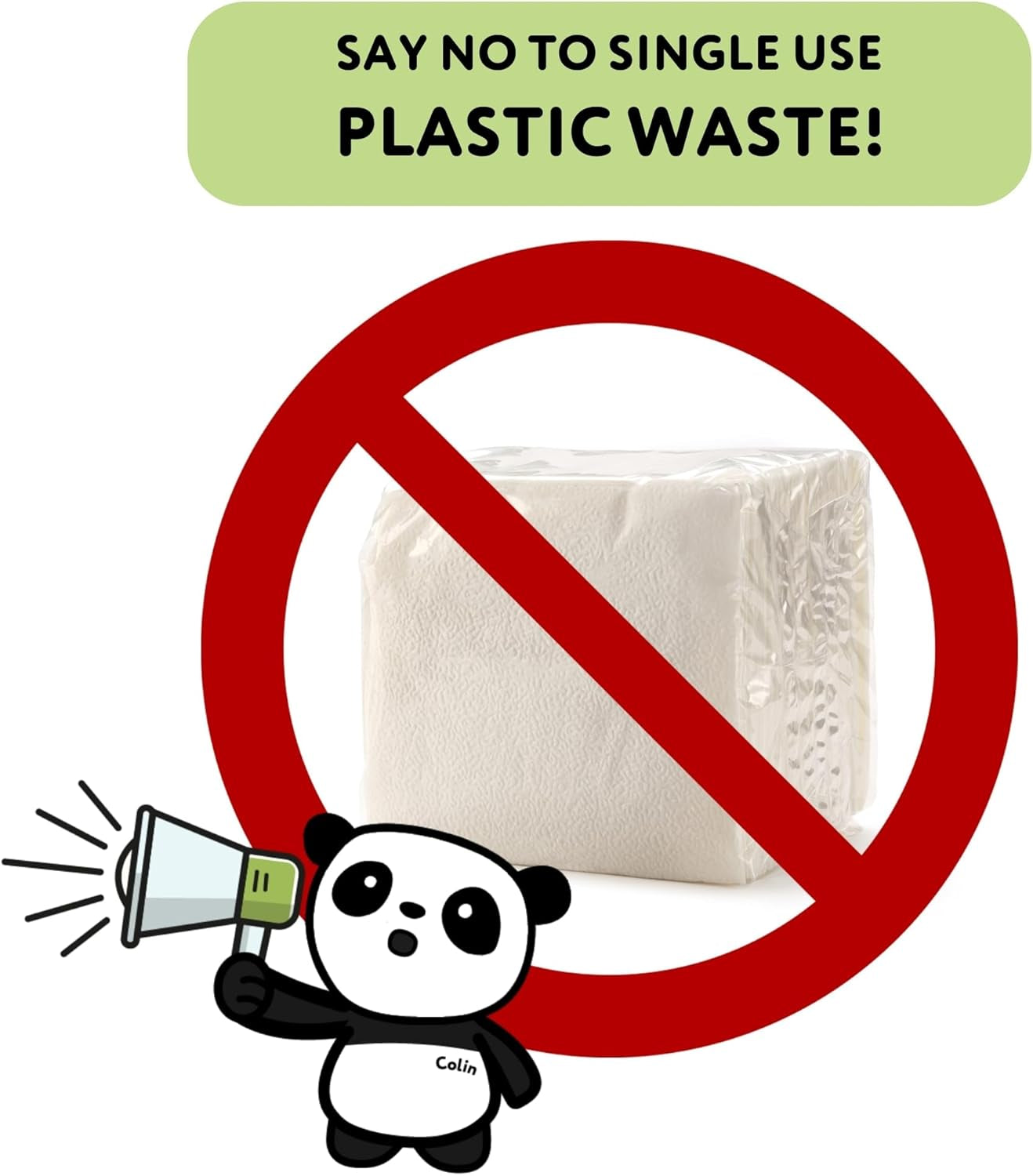 Die Cheeky Panda Bambus-Cocktailservietten | weiße Servietten 100 Stück Papierservietten