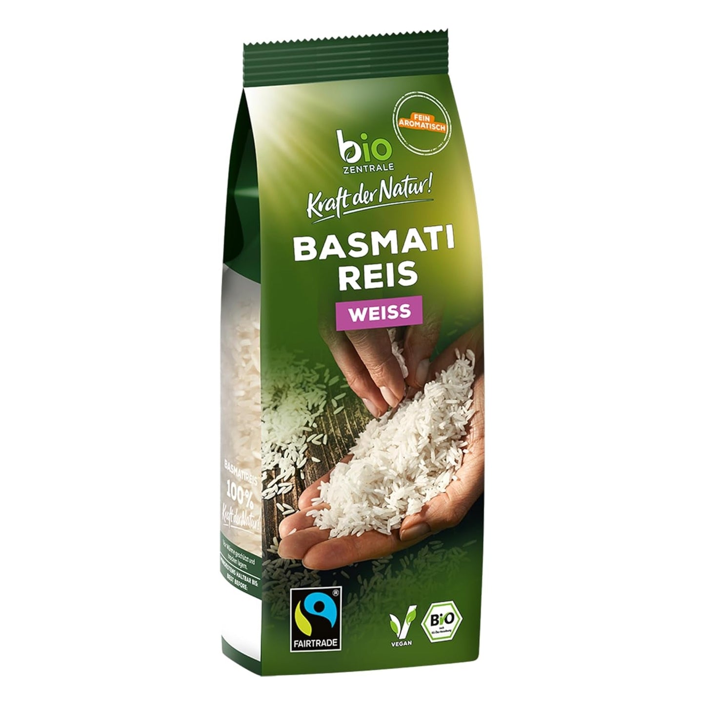 Biozentraler weißer Basmatireis | 7 x 500g | Fairtrade-Zertifikat | Traditionelles Getreide | Perfekt für orientalische Gerichte und Currys | Leicht recycelbare Verpackung (Monofolie)