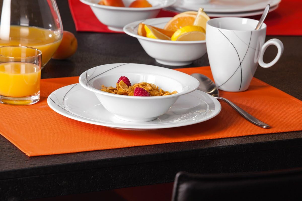 Seltmann Weiden 001.706904 Trio Highline Kombi-Geschirr-Set, 30-teilig, 36,5 x 31,2 x 36,9 cm, weiß