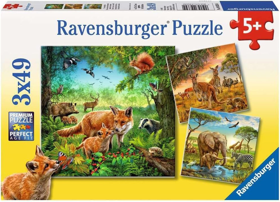 Ravensburger Puzzle für Kinder - 09330 Tiere der Erde - Puzzle für Kinder ab 5 Jahren, mit 3X49 Teilen Puzzle Naty Shop Fotografic