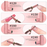 BLESWIN 100 Stück kleine Schleifbänder für Nagelbohrer, feine Körnung 240 mit 2 Stück 3-mm-Bohrern, Mini-Schleifbänder zum Polieren natürlicher Nägel und Reinigen der Nagelhaut zur Vorbereitung, Pink