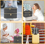 Nail Lacquer Organizer Tasche, Doppelschicht Nagellack Aufbewahrungsbox, Organizer Koffer Für Nageldesign Kosmetiktasche Für 30 Flaschen Neonail Base(15Ml-0.5 Fl.Oz) & 1 Nagellampe(Schwarz)