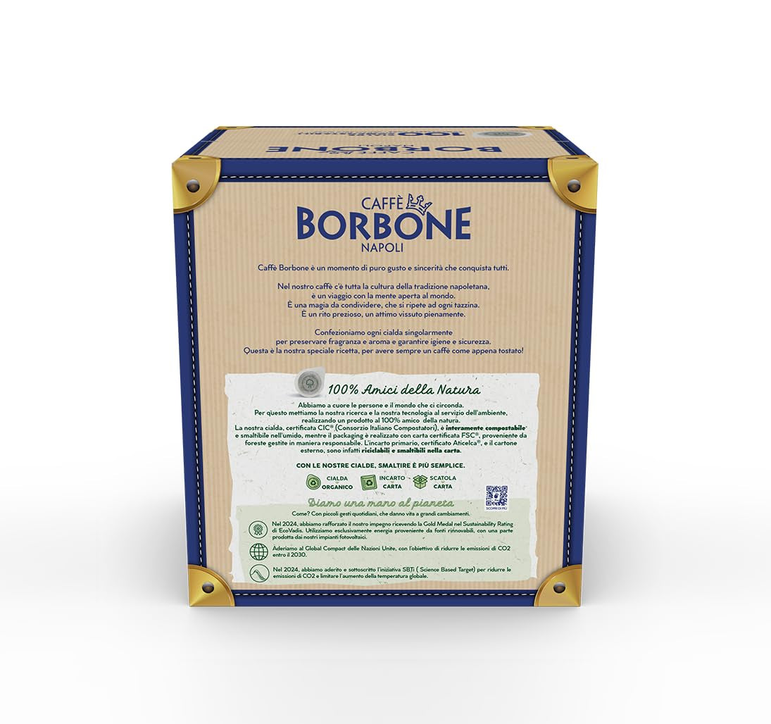 Caffè Borbone Kompostierbare Kaffeepads, Gold-Kaffeemischung – 100 Pads – kompatibel mit ESE System Papier Pads 44 mm