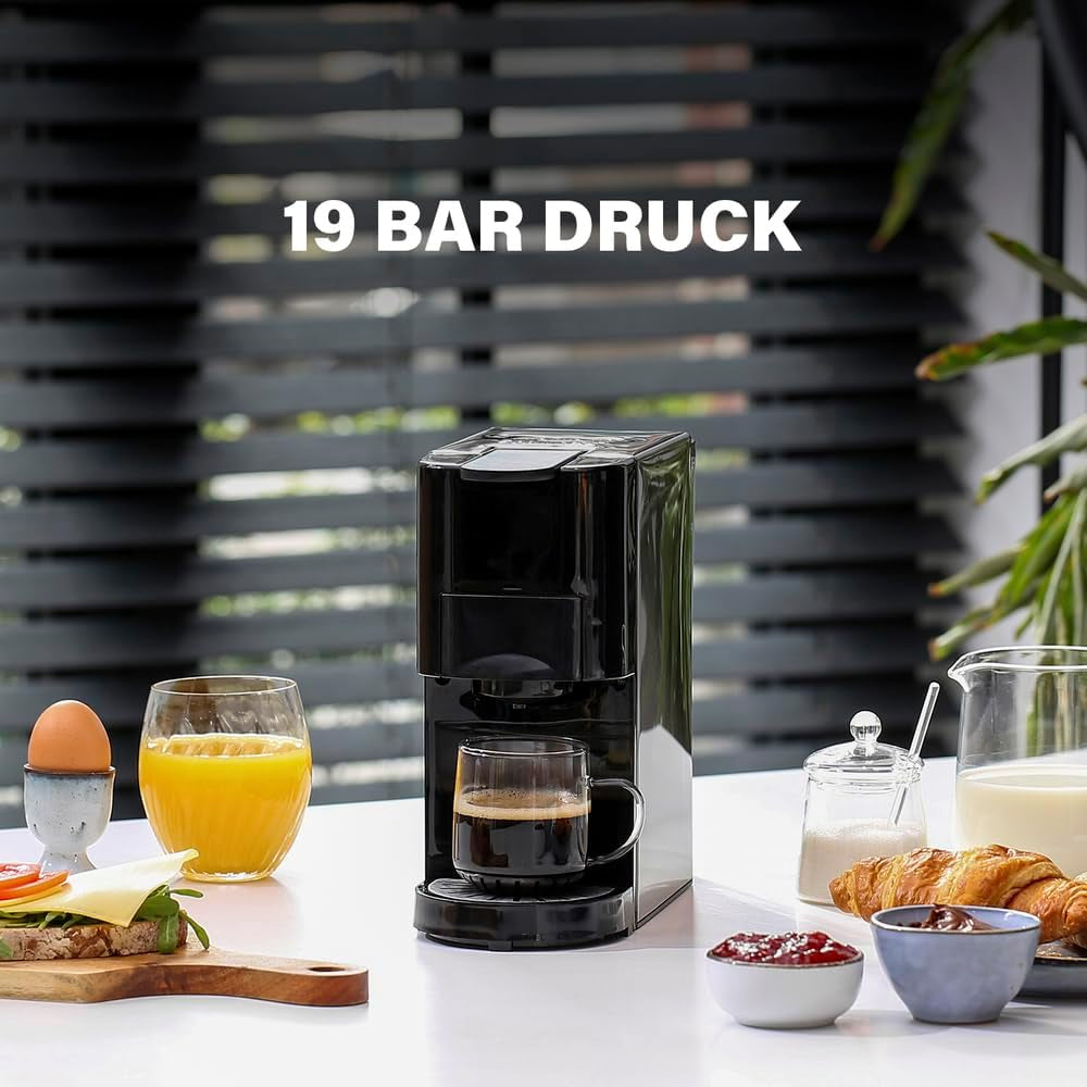 Princess 4-in-1-Mehrkapsel-Espressomaschine – 1450 Watt, Kapseln, Pads, gemahlener Kaffee, BPA-frei, 249450, 01.249450.01.001, Schwarz, Silber
