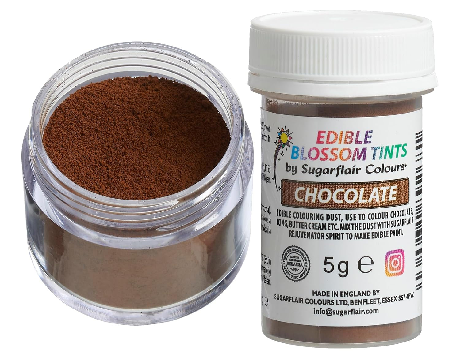 Sugarflair Blossom Tint Dust Schokoladen-Lebensmittelfarbpulver – Lebensmittelfarbpulver für Kuchendekoration, Zuckerpaste, Fondant, Glasur, Schokolade, Buttercreme, Macarons und mehr – 5 g