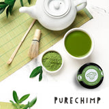 Purechimp Matcha-Pulver in zeremonieller Qualität, 50 g. 100 % reines, schattengewachsenes Teepulver für Latte, Aufgüsse und Rezepte. Recycelbares Glas. Reich an Antioxidantien.