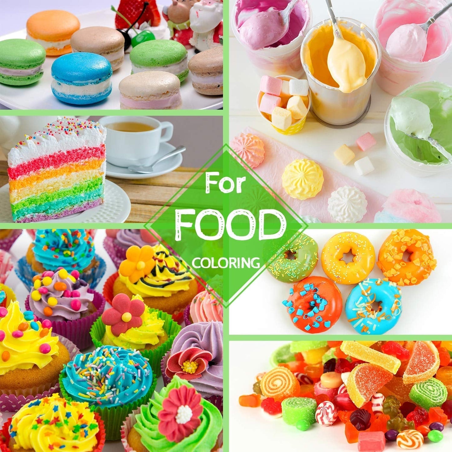 Lebensmittelfarbe in 24 Farben – flüssige Lebensmittelfarbe zum Backen von Kuchen, Keksen, Macarons, Dekorieren und Kochen – lebendige Lebensmittelfarbe für Airbrush, Fondant – je 6 ml
