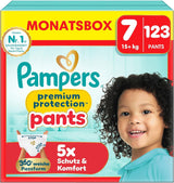 Pampers Premium Protection Pants Größe 5, 144 Windeln, 11 kg – 17 kg, mit 360°-Anpassung und weichen Anti-Leck-Bündchen für optimalen Komfort und Schutz
