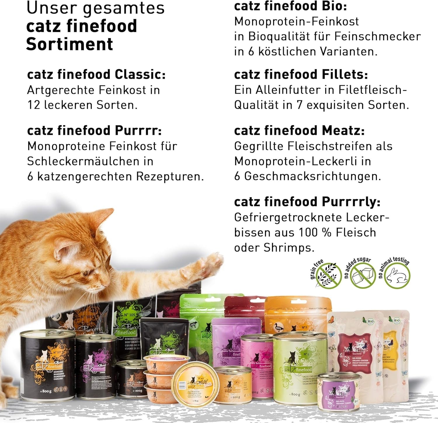 Nassfutter für Katzen Catz Finefood Purrrr Horse Monoprotein Nr. 123, für Katzen mit empfindlicher Verdauung, 70 % Fleischanteil, 6 Boxen x 400 g